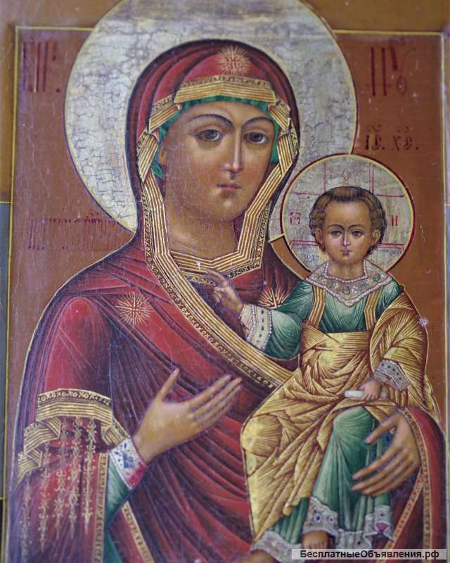 Старинный образ Матери Божией "Одигитрия Смоленская" с приписными святыми. Кинешма, конец XVIII в.