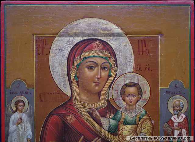 Старинный образ Матери Божией "Одигитрия Смоленская" с приписными святыми. Кинешма, конец XVIII в.