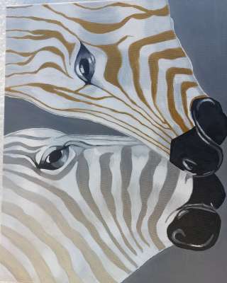 Картину "ДВЕ ЗЕБРЫ", авторская работа, масло по холсту на подрамнике