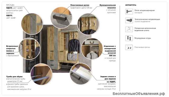 Прихожая "Лофт" 150 см