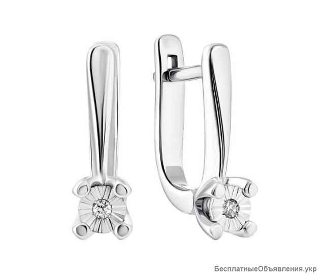 Срібні сережки з діамантами + ПОДАРУНКОВА УПАКОВКА ДЛЯ ЖІНОК