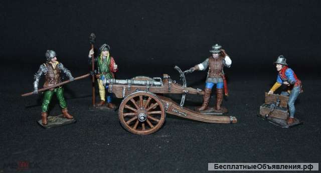 Оловянные солдатики. Композиция "Артиллеристы с пушкой", 15 век.