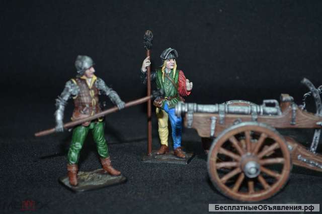 Оловянные солдатики. Композиция "Артиллеристы с пушкой", 15 век.