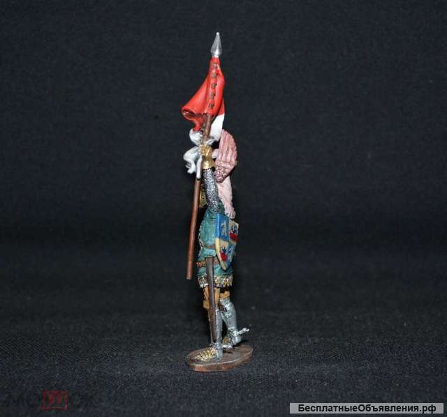 Оловянный солдатик 54 мм. Рыцарь Рудольф фон Заксенхаузен со знаменем, Германия, 14 век