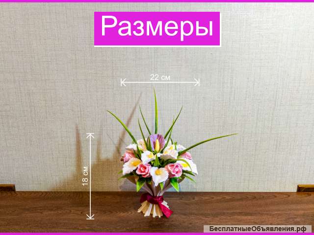 Подарочный букет из мыла в вазе, подарок на 8 марта