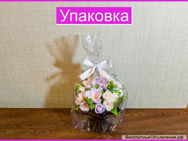 Подарочный букет из мыла в вазе, подарок на 8 марта