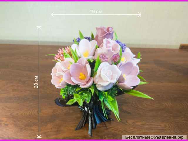 Букет цветов из мыла, подарок на 8 марта