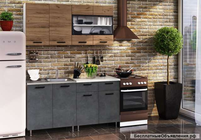 Кухня Рио Крафт/Бетон тёмный 1.6м 1.7м 1.8м 2м