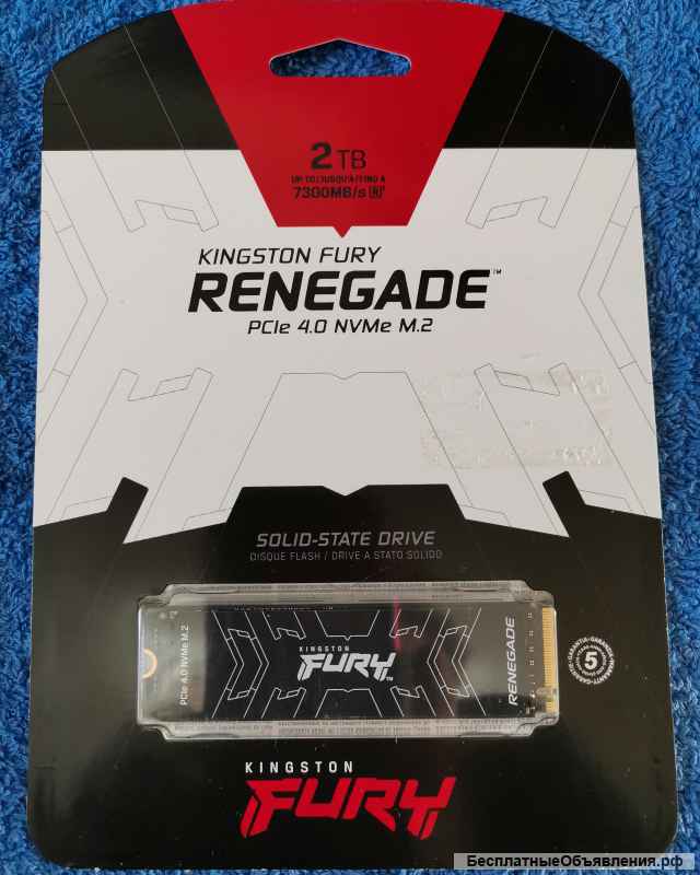 SSD 2Tb (2000 ГБ) SFYRD/2000G Kingston HYPERX FURY Renegade PCIe 4.0 NVMe M.2 2280 оригинальный НОВЫ