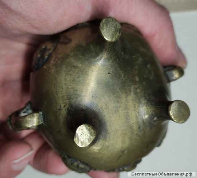 Китайская бронзовая храмовая курильница с собакой Фу (защитницей храма), Китай, 19 век