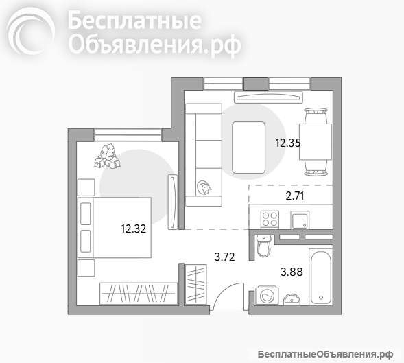2-х комнатная квартира евро ЖК Аникеевский без отделки