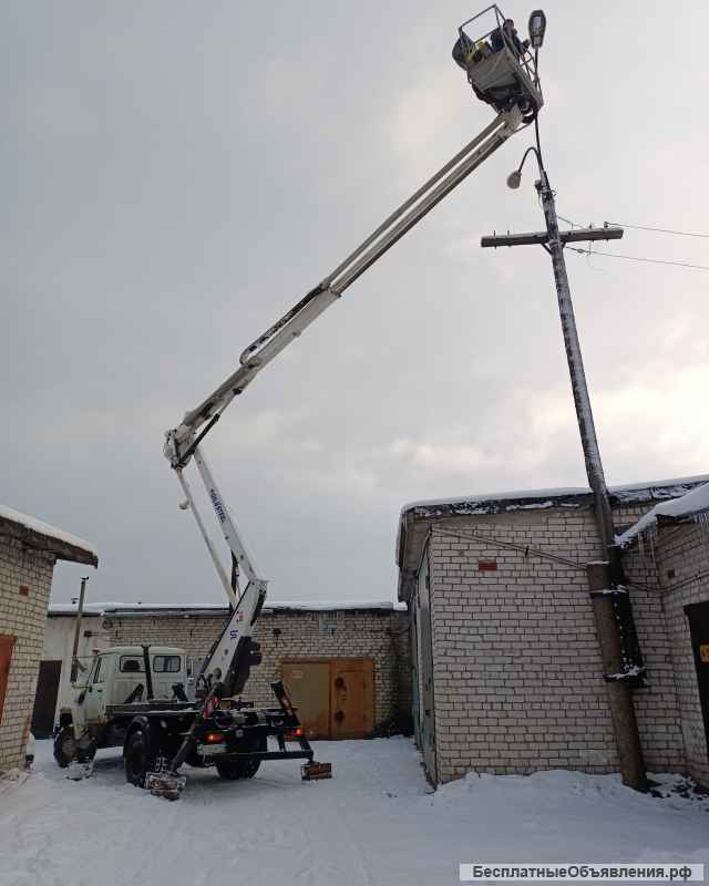 Аренда авто-вышек 18, 28 и 35 метров, спил деревьев, высотные работы