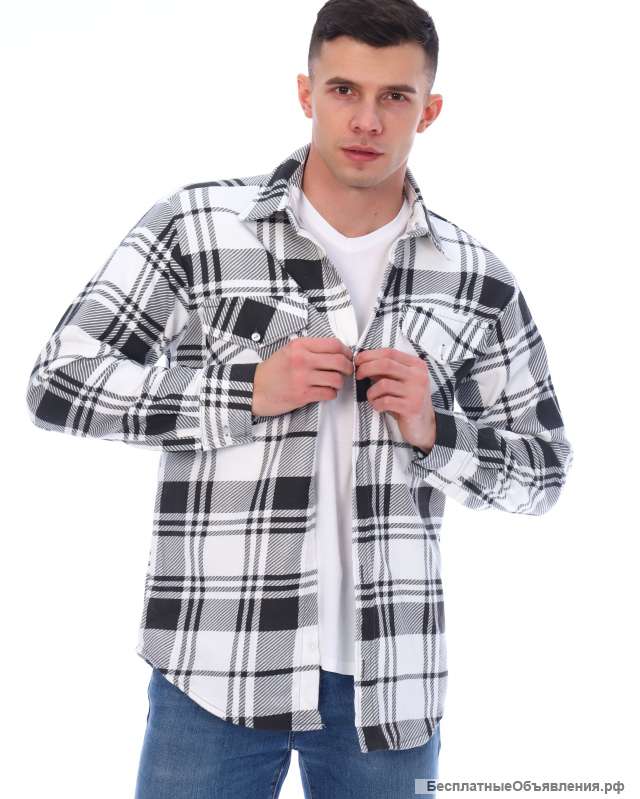 Брендовая стильная рубашка на флисе