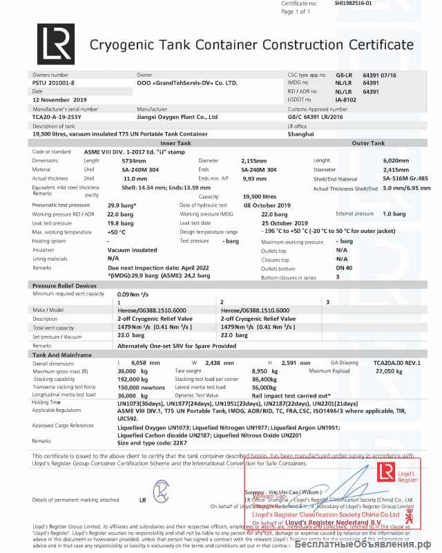 Танк-контейнер Т75 21000л