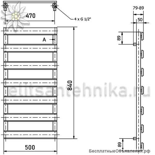 Полотенцесушитель Luxrad Scala New 840 черный