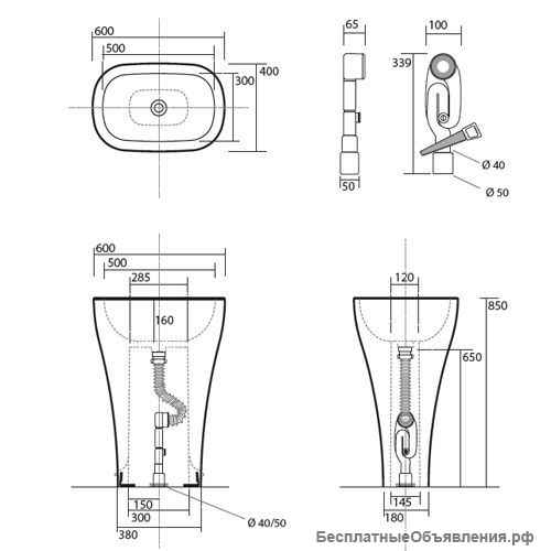 Напольная раковина Kerasan Aquatech 3742