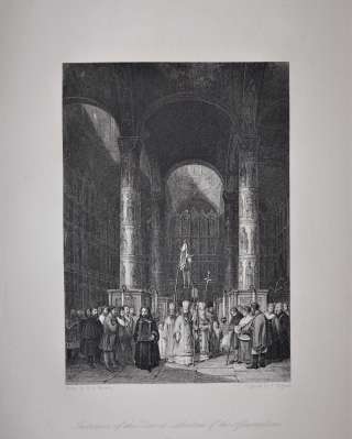 Старинная гравюра: «Интерьер кафедрального Успенского Собора в Москве». Лондон, 1830-е гг.