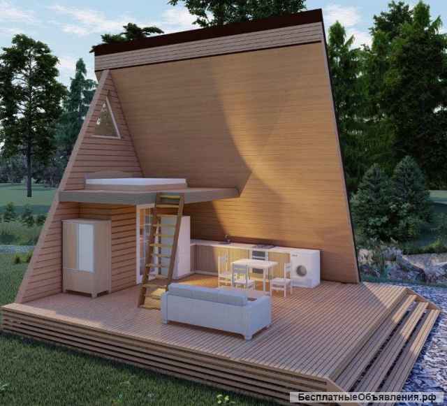 Дом A-frame 6х6 с террасой