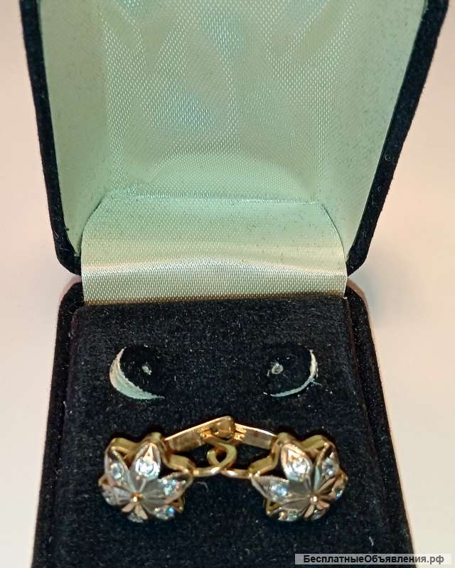 Золотые Серьги с Фианитами 585 пробы
