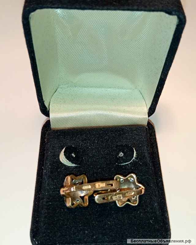 Золотые Серьги с Фианитами 585 пробы