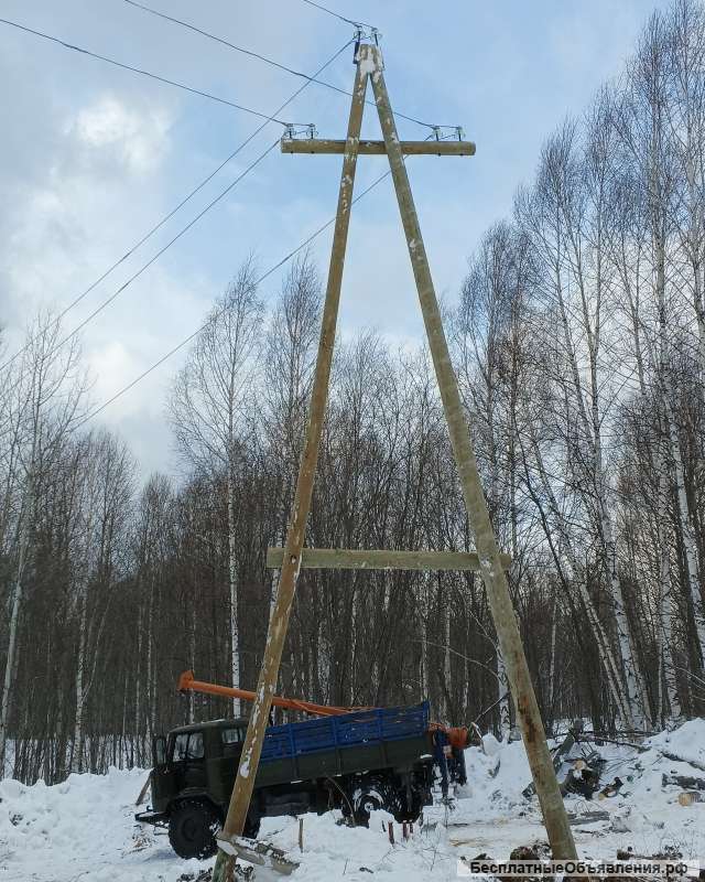 Установка опор ЛЭП