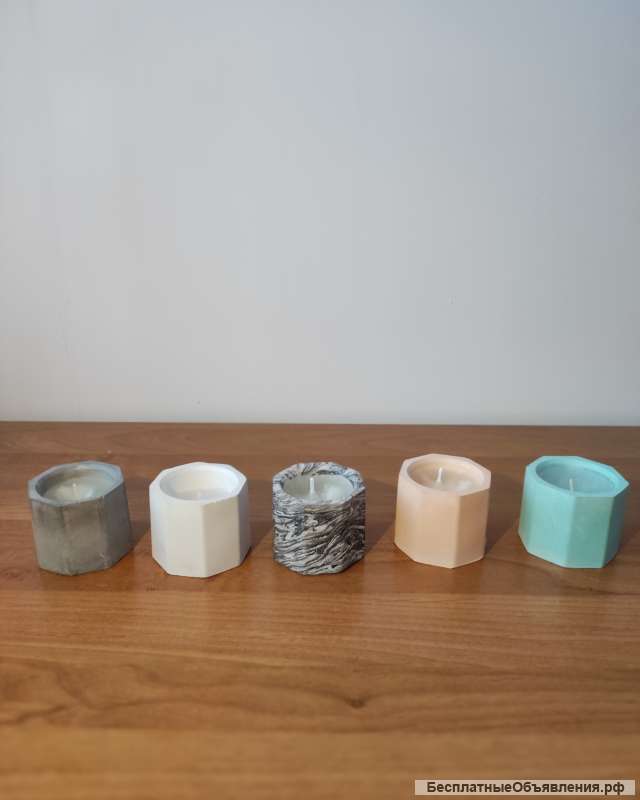 Подсвечник из гипса, свеча