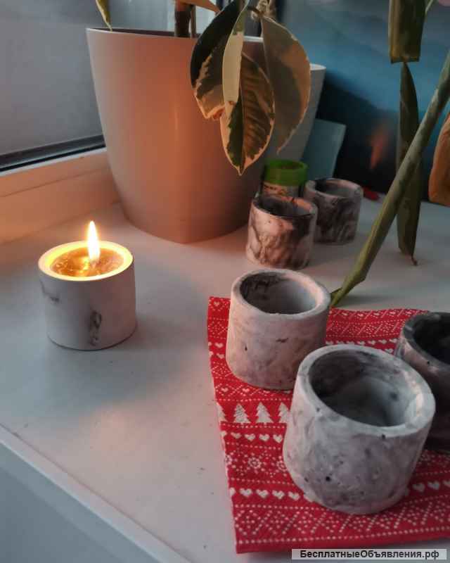 Подсвечник из гипса, свеча