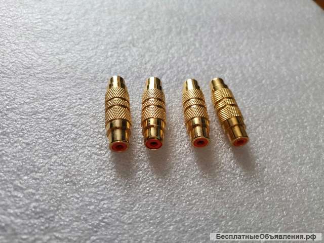 Переходник RCA -> RCA (F->F) "тюльпан", Hama <42716> позолоченные контакты, золотой НОВЫЙ