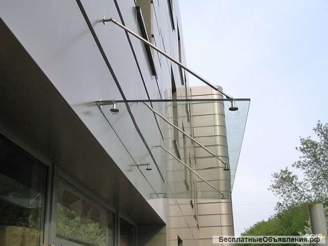 Козырьки и навесы над входом в подъезд (монтаж, ремонт)