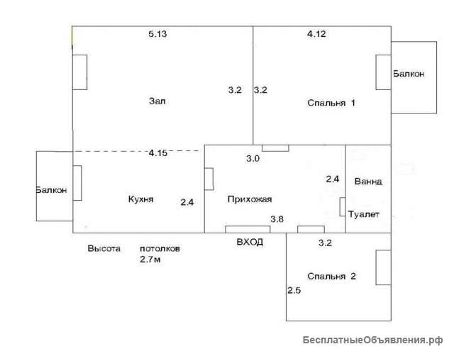 3-х комнатную Квартиру в Бишкеке (Кыргызстан)