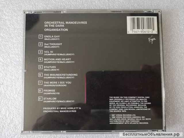 CD OMD Orchestral Maneuvers In The Dark - Organization - 7 90612-2 - Virgin Records America оригинал