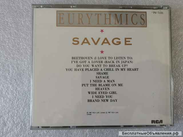 CD Eurythmics - Savage - PD 71555 RCA Made In Japan оригинальный