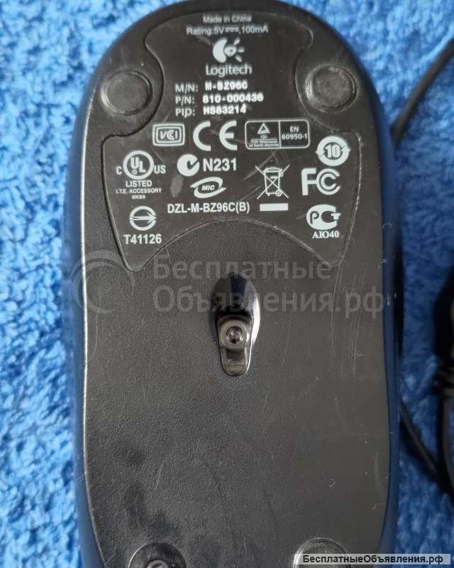 Компьютерная мышь logitech m-bz96c БУ чёрная оригинальная