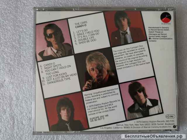 CD The Cars - Candy-O - Europe 252 148 US 5E-507-2 ELEKTRA Made In Germany оригинальный