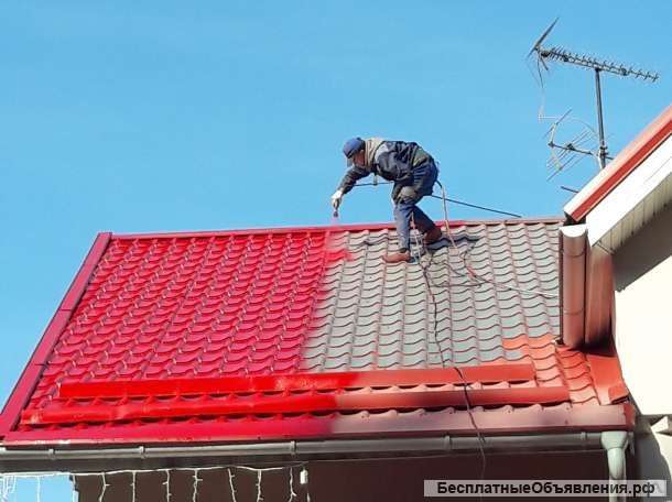 Покраска стен фасадов, крыш, металлоконструций