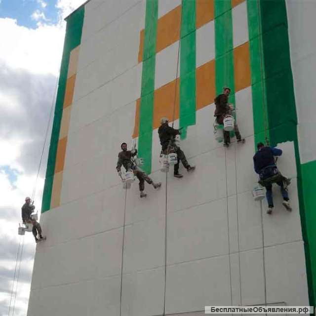 Покраска стен фасадов, крыш, металлоконструций