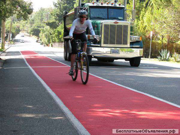 Цветное покрытие для обозначения велосипедных дорожек на асфальтовом и бетонном покрытии