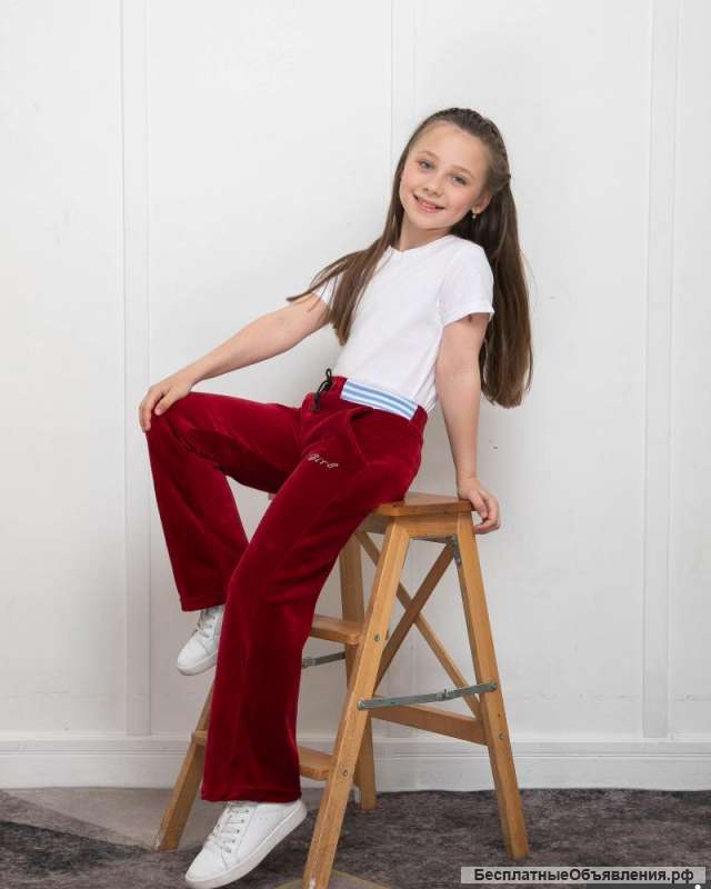 Спортивные брюки для девочек из велюра