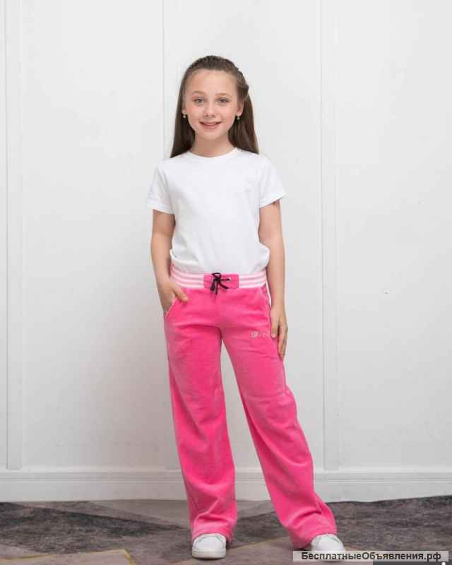 Спортивные брюки для девочек из велюра