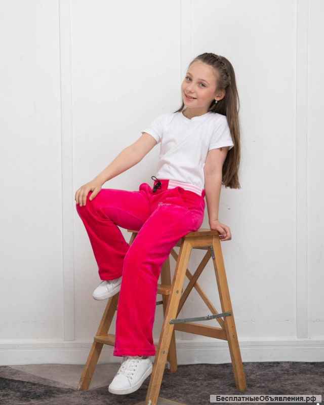 Спортивные брюки для девочек из велюра