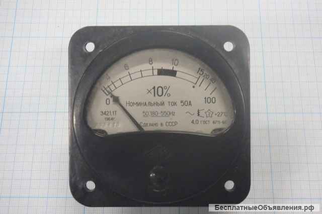 Указатель нагрузки Э421.1Т 50А 4.0 50:180-550Hz 88х88х74мм