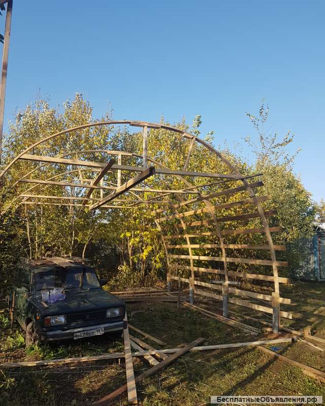 Навесы для авто, гаражи и ангары арочного типа из сотового поликарбоната