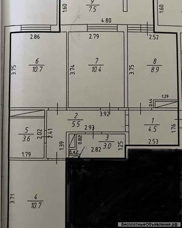 3 к.кв. 57 м2 Красных Партизан