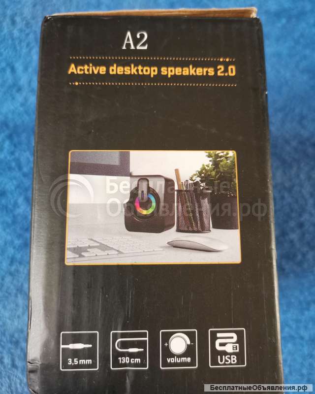 Компьютерные колонки A2 PC Sound Box HIFI чёрные с подсветкой LED light оригинальные НОВЫЕ