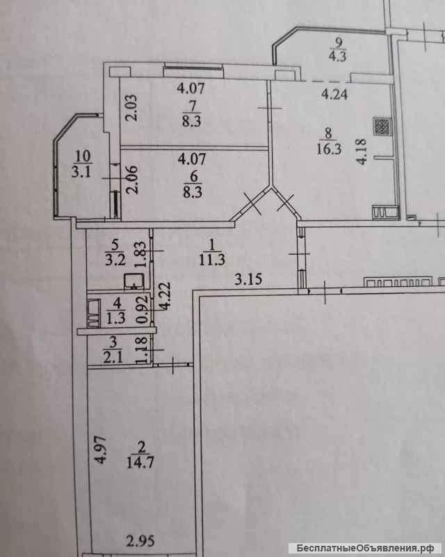 3 к.кв. 73 м2 Панорама