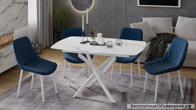 Стол обеденный раздвижной «Манхеттен» Т1 Цвет-Белый муар