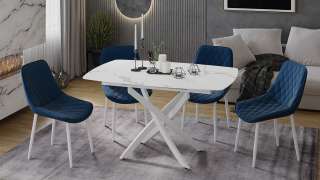 Стол обеденный раздвижной «Манхеттен» Т1 Цвет-Белый муар