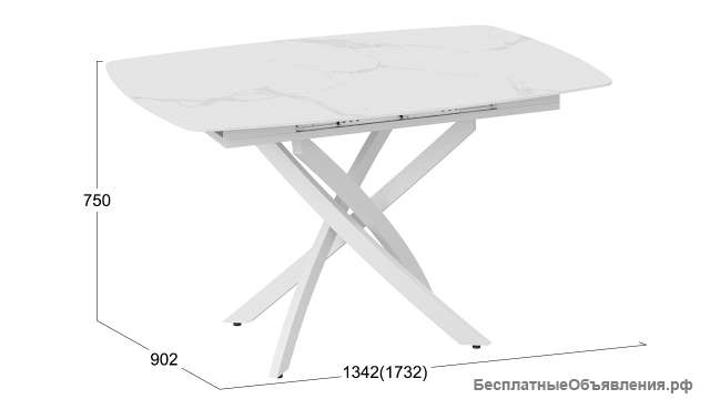 Стол обеденный раздвижной «Манхеттен» Т1 Цвет-Белый муар