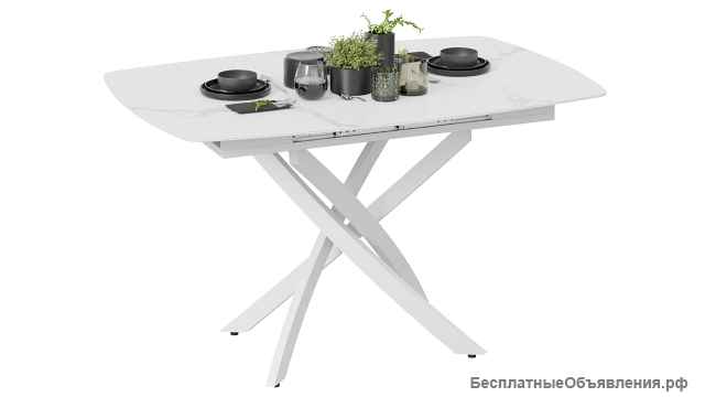 Стол обеденный раздвижной «Манхеттен» Т1 Цвет-Белый муар