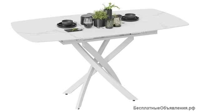 Стол обеденный раздвижной «Манхеттен» Т1 Цвет-Белый муар